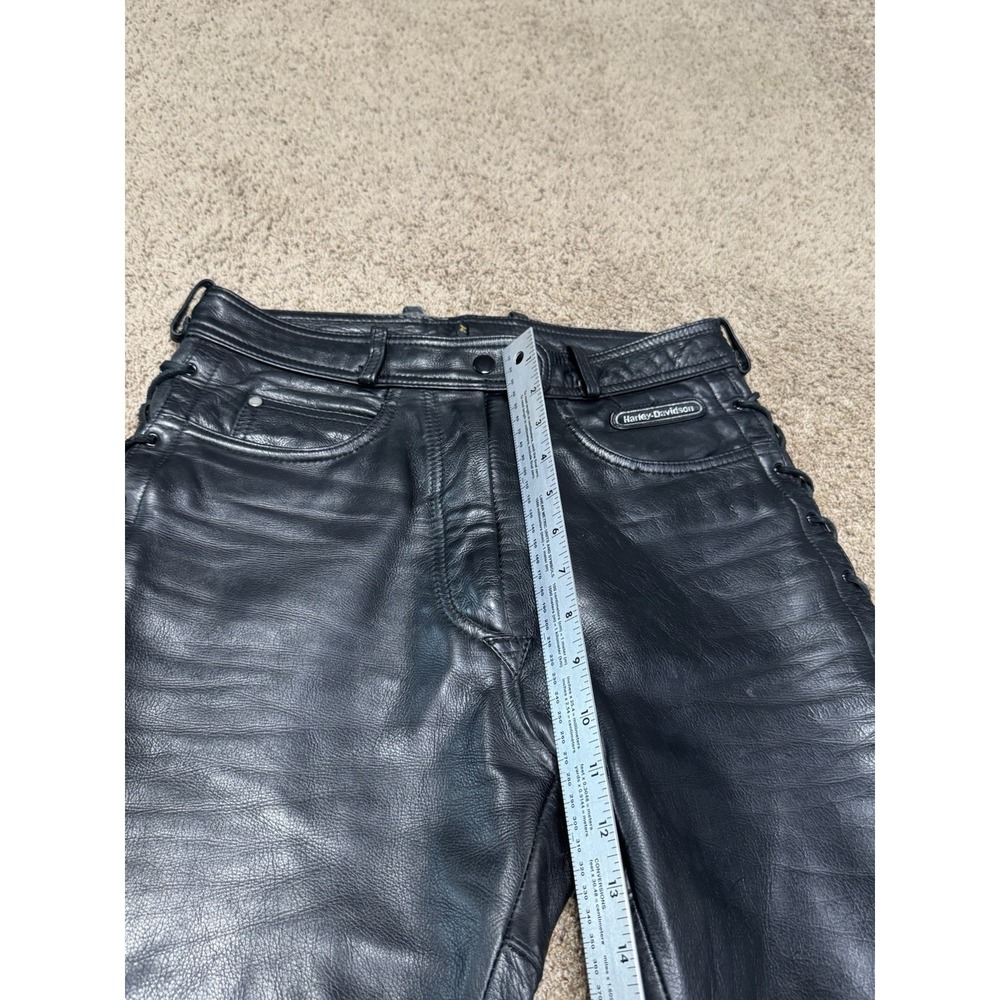 Vintage Harley Davidson Leather Pants Womens 14 Moto Braided Chaps Biker 80s 90s - Picture 10 of 11